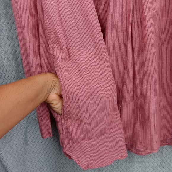 FREE PEOPLE Hearts and Colors Tunic Top Sz M Floral Sheer Long Sleeve Oversized - Picture 9 of 13